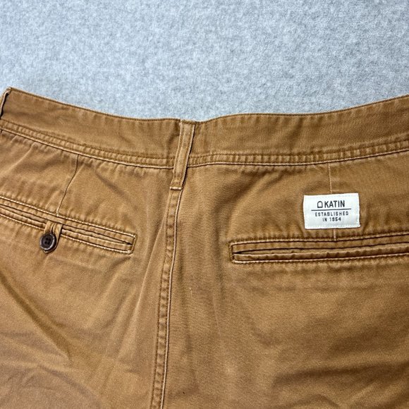 Katin Shorts Mens 33 Brown Chino Flat Front Casual Beach 8 Inseam Cotton (Tag 34 - Picture 7 of 9
